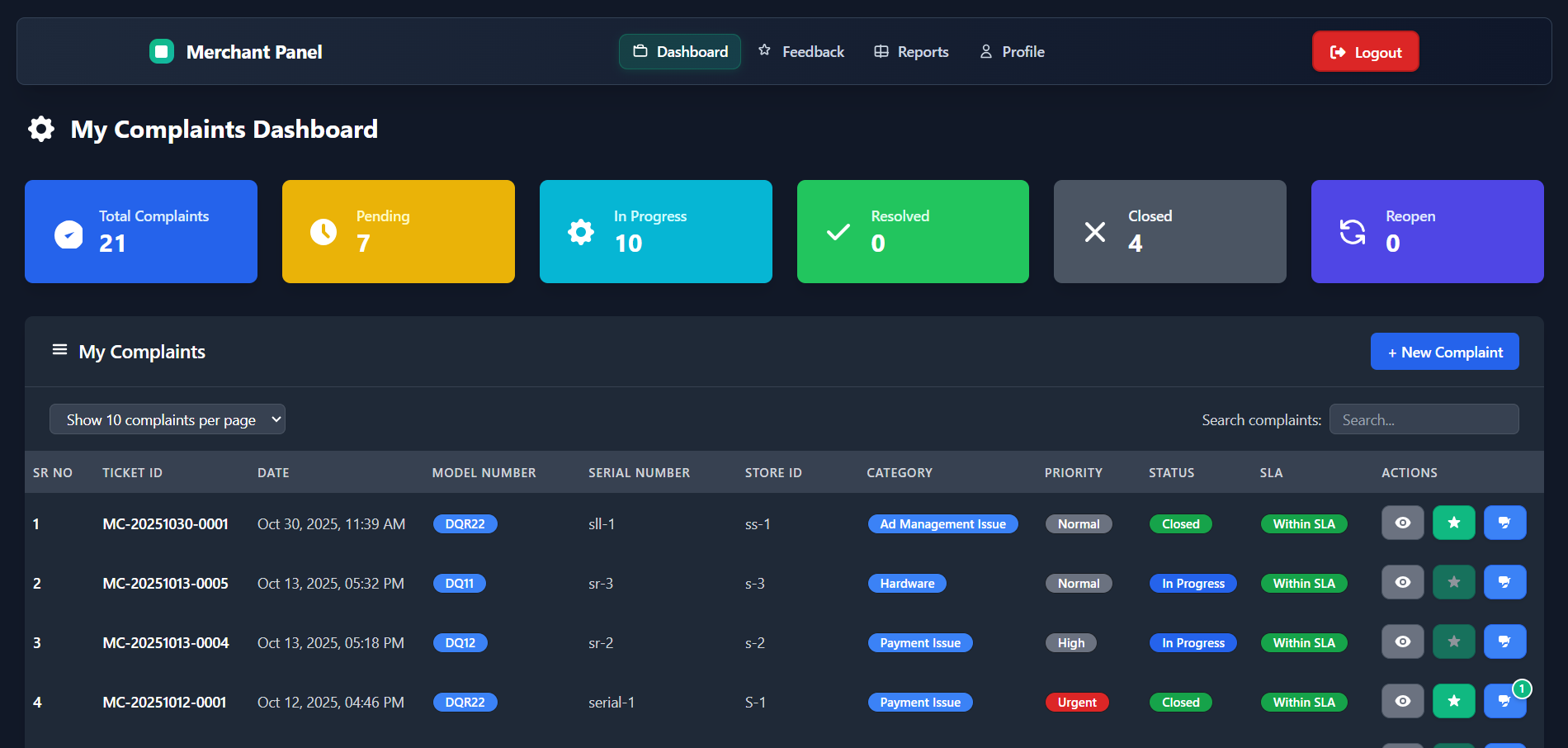 Merchant Dashboard